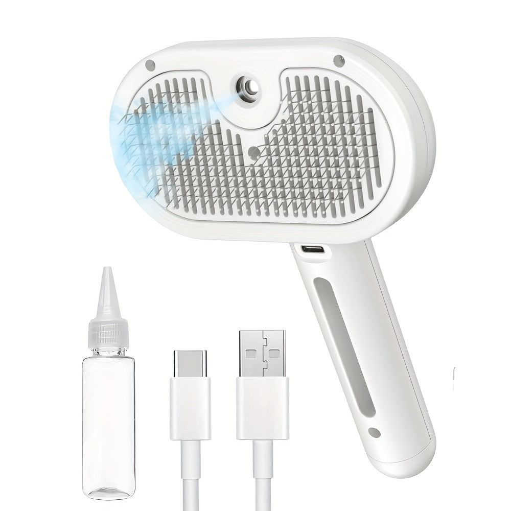 Grzebień do pielęgnacji zwierząt ze spryskiwaczem – szczotka 2 w 1 do usuwania i stylizacji sierści ze zbiornikiem na wodę i przyciskiem zwalniającym