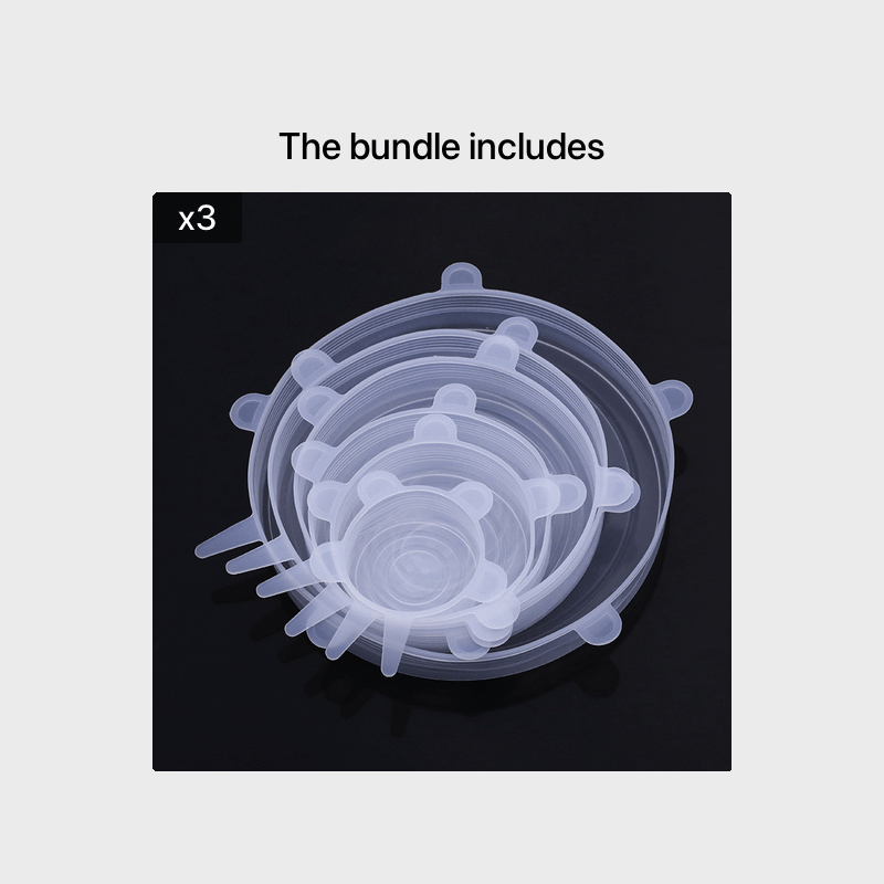 6 silikonowych, elastycznych pokrywek,