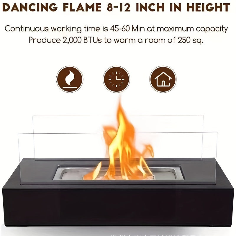 Prostokątny kominek na alkohol do użytku wewnątrz i na zewnątrz