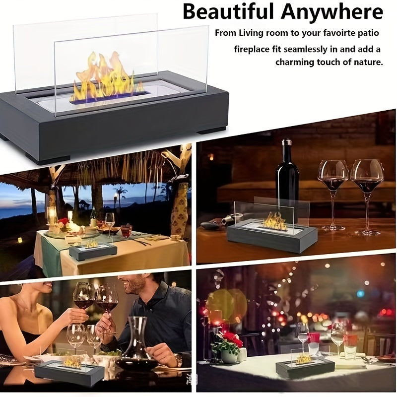 Prostokątny kominek na alkohol do użytku wewnątrz i na zewnątrz