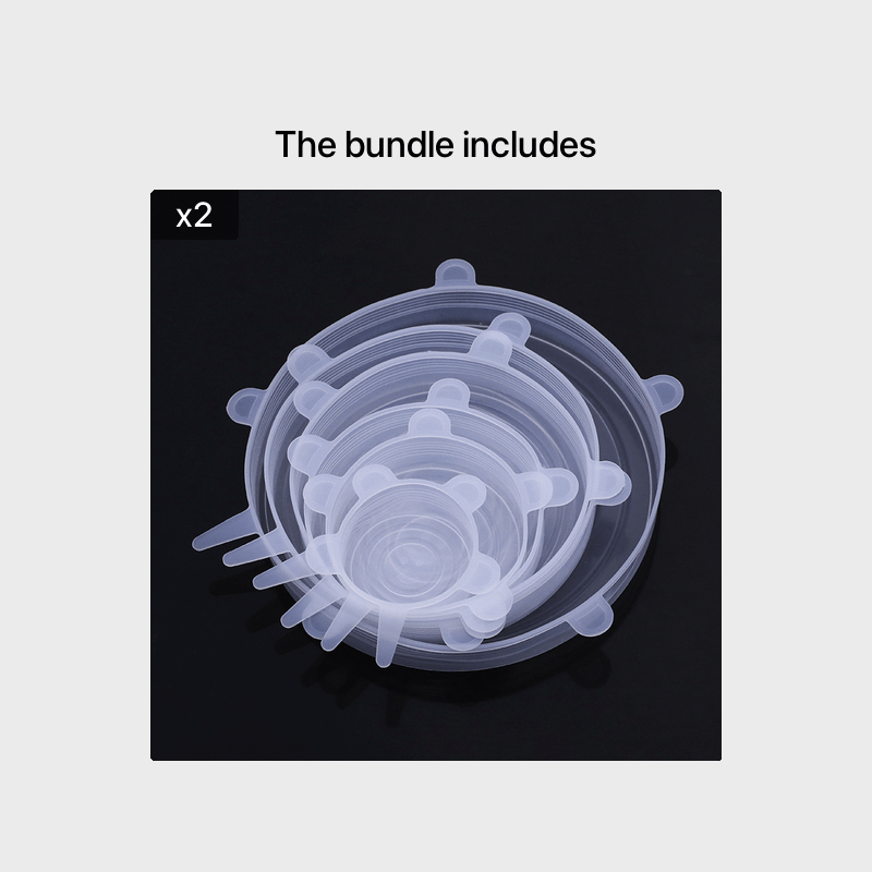 6 silikonowych, elastycznych pokrywek,