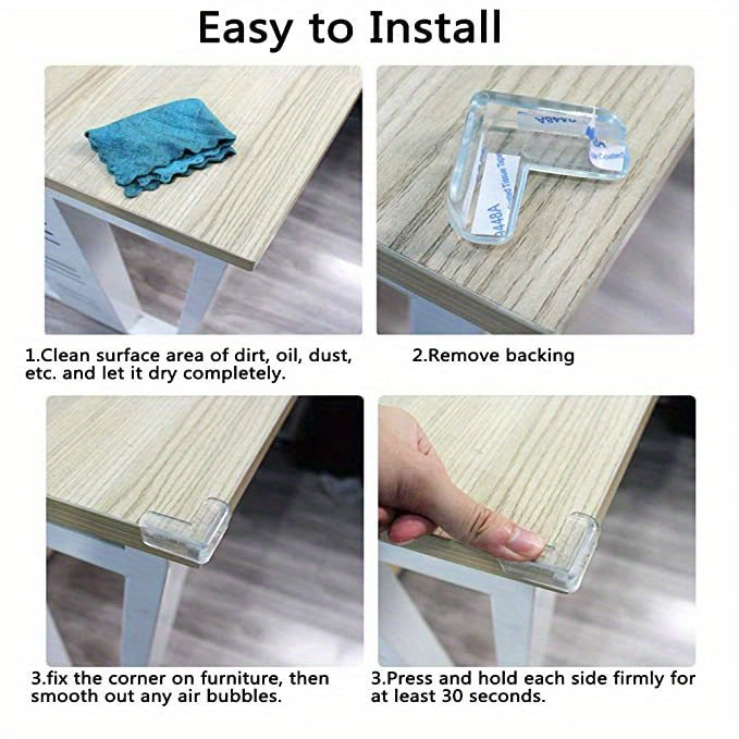 12 szt. – Bezpieczne, przezroczyste narożniki ochronne