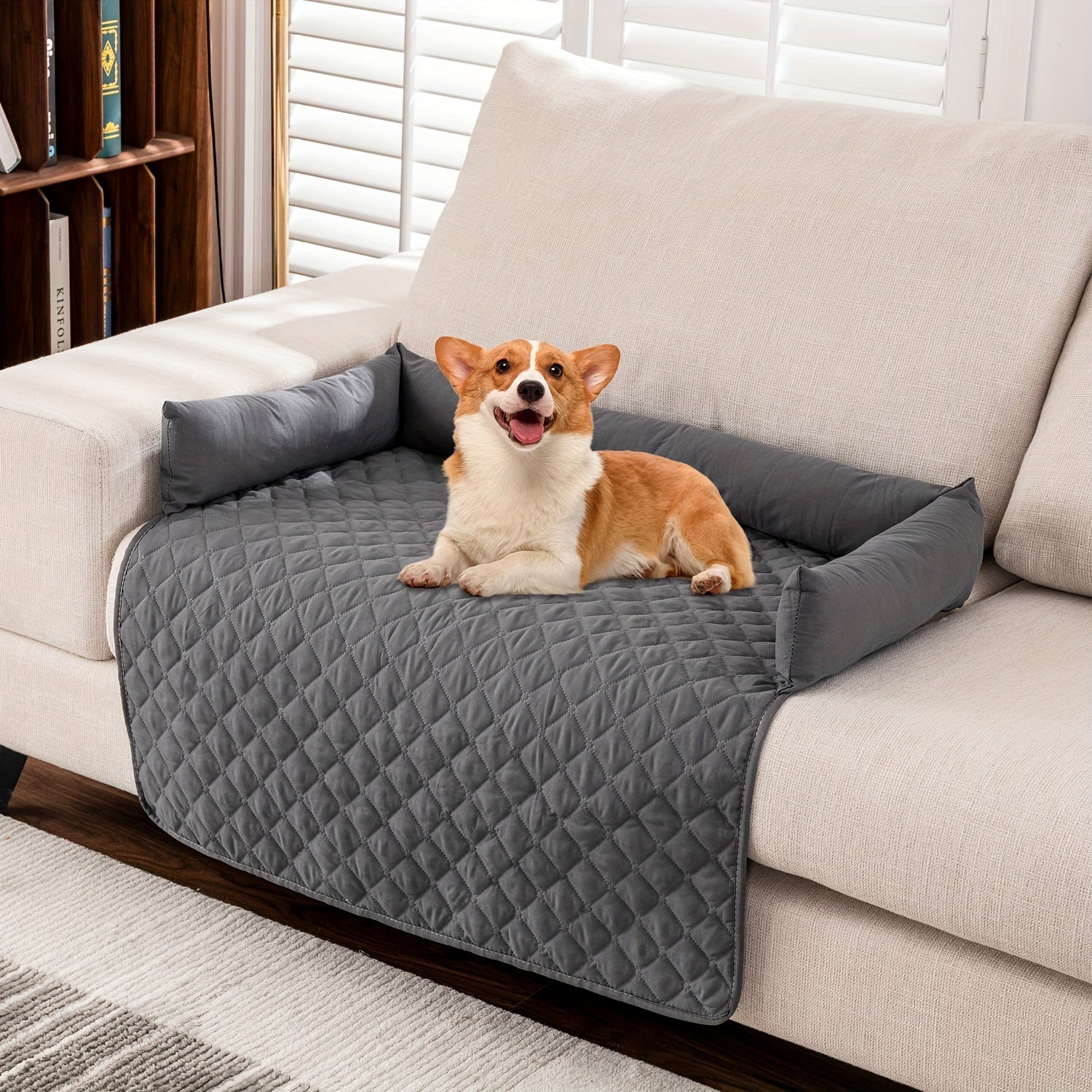 Szara, wodoodporna i antypoślizgowa mata dla zwierząt