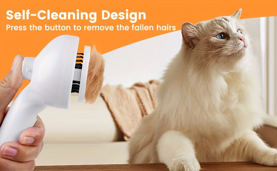 Grzebień do pielęgnacji zwierząt ze spryskiwaczem – szczotka 2 w 1 do usuwania i stylizacji sierści ze zbiornikiem na wodę i przyciskiem zwalniającym