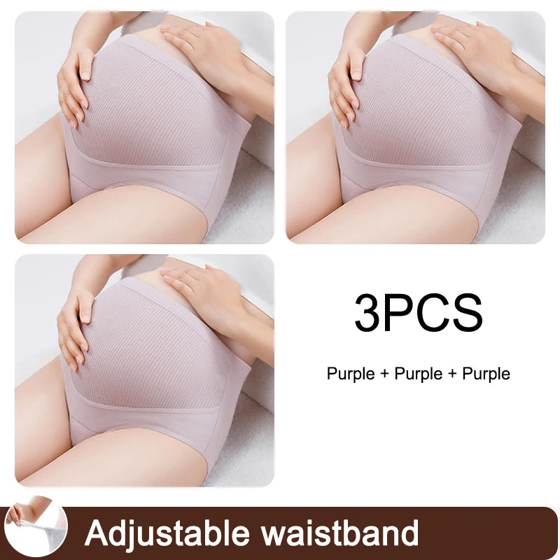 3 sztuki/zestaw bielizny damskiej z wysokim stanem i regulowanym paskiem, majtki ciążowe