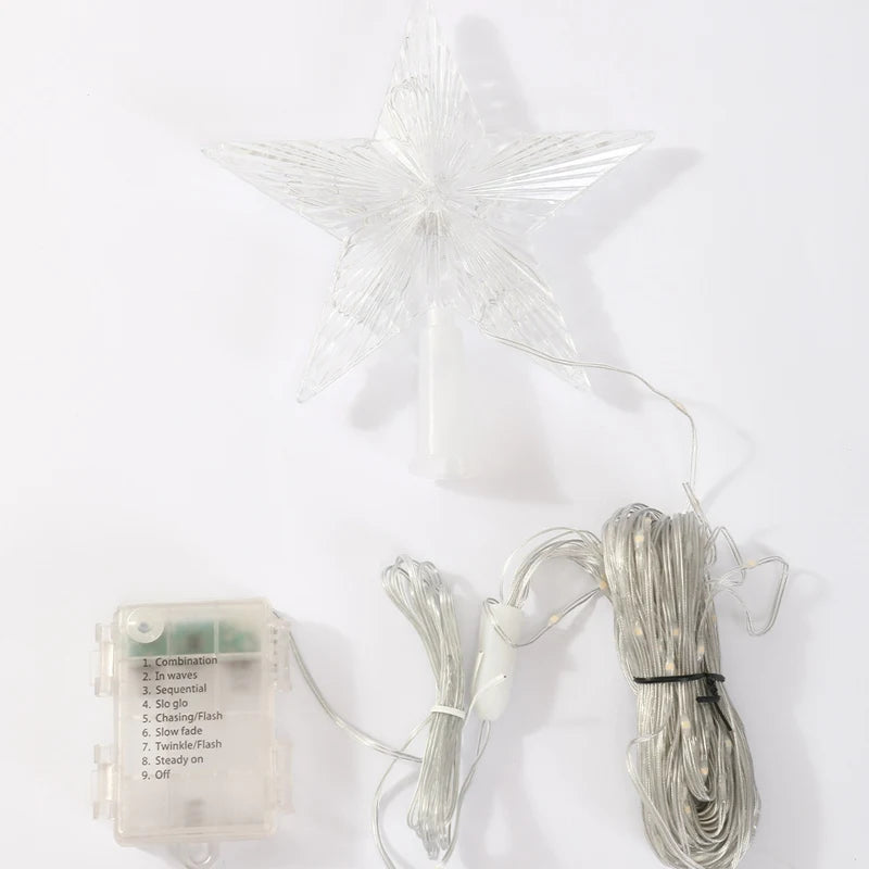 198 lampek choinkowych LED w stylu wodospadu z gwiazdą