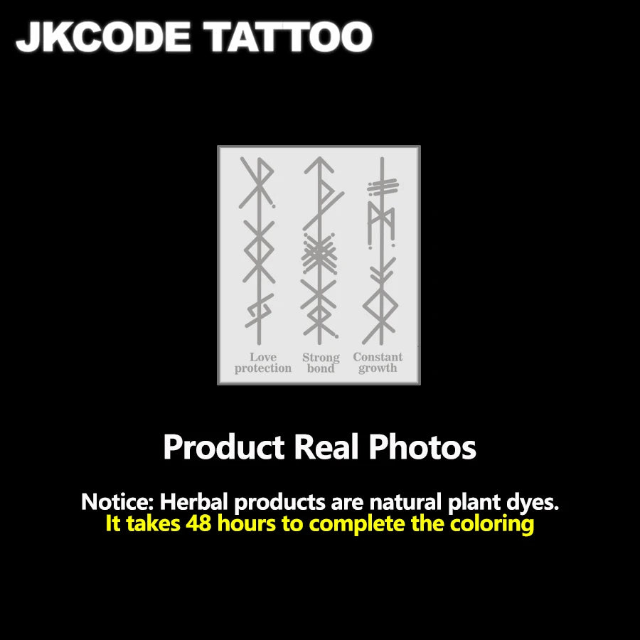 Ziołowy tatuaż tymczasowy runy nordyckie