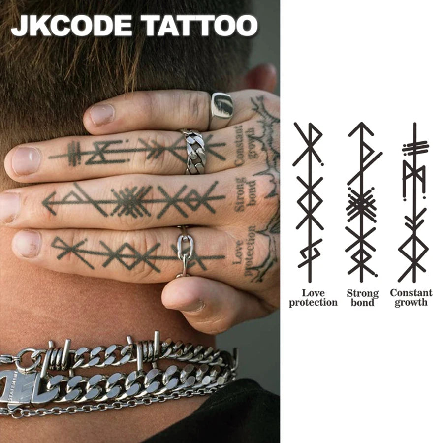 Ziołowy tatuaż tymczasowy runy nordyckie