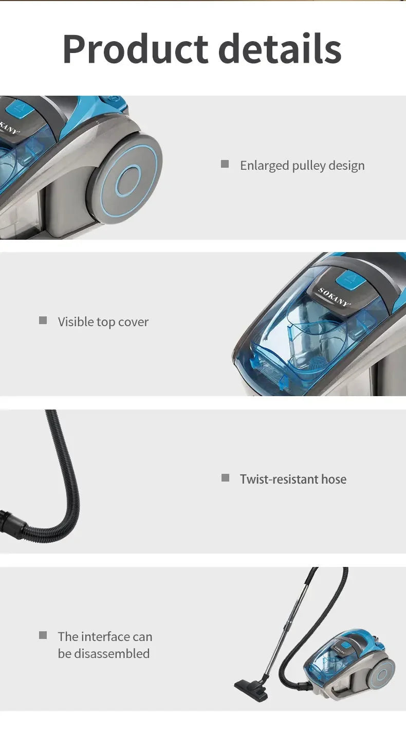 Odkurzacz bezworkowy Houselin 2500 W, filtracja wielocyklonowa,