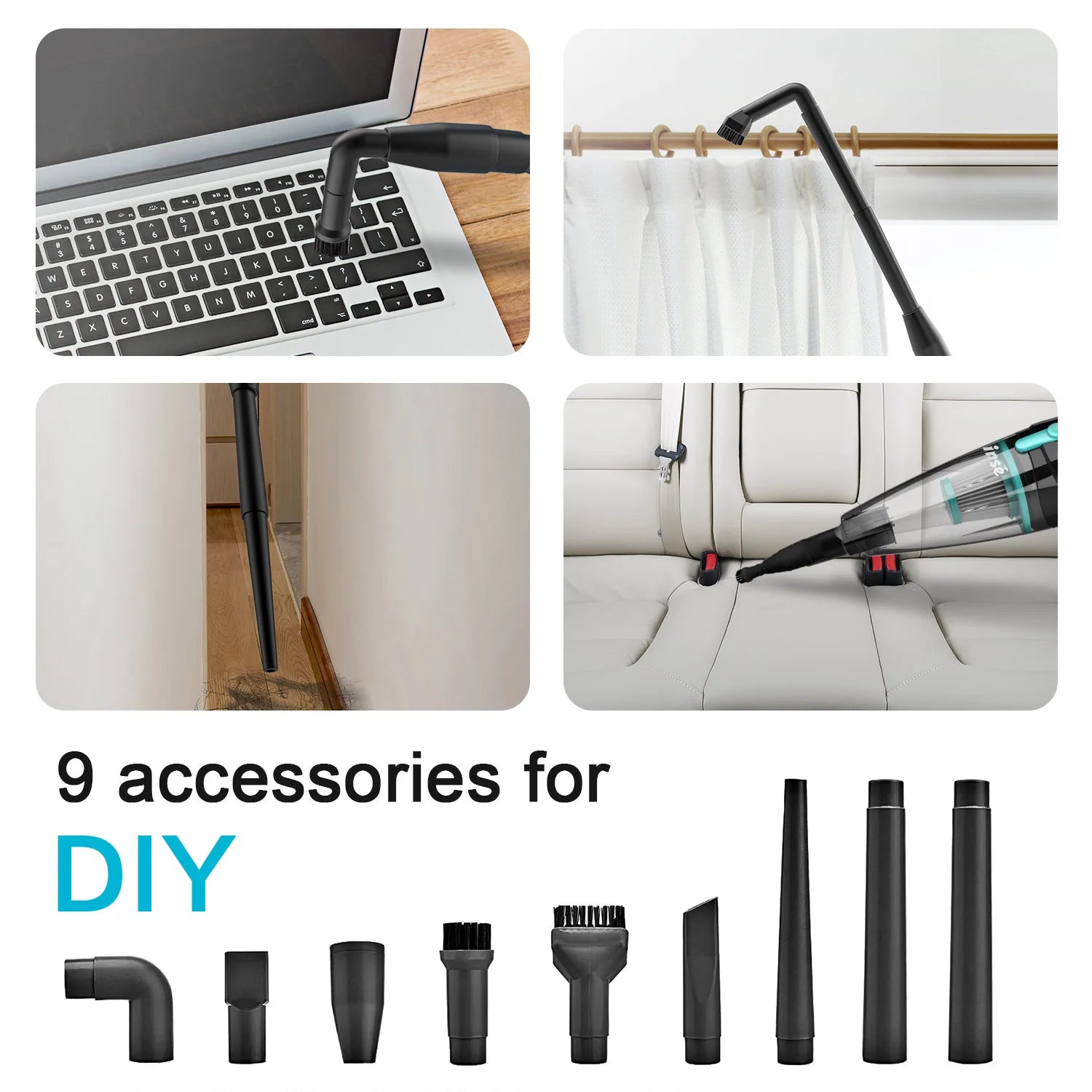 Odkurzacz przewodowy INSE R3S 16 kPa, 6 m, bardzo długi przewód, ręczny odkurzacz do czyszcze