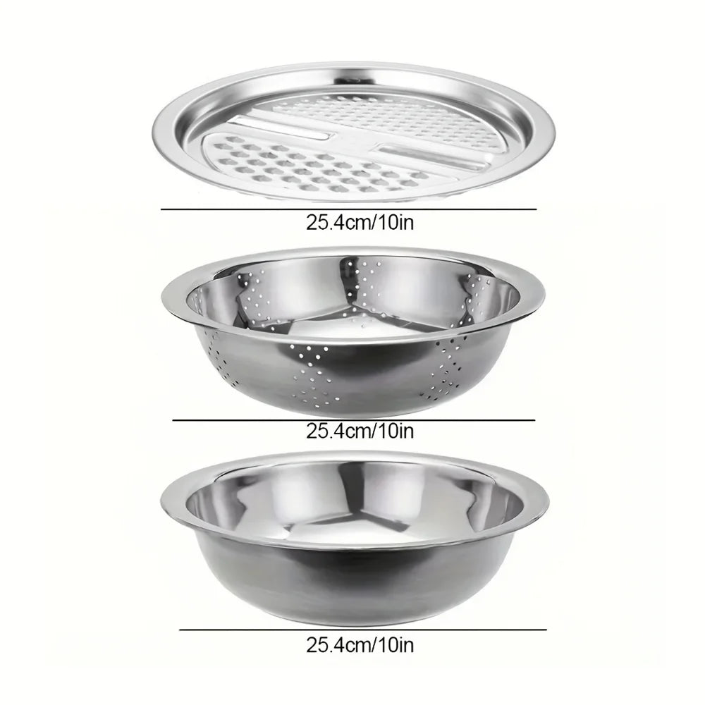 3-częściowy zestaw wielofunkcyjnych tarek kuchennych ze stali nierdzewnej