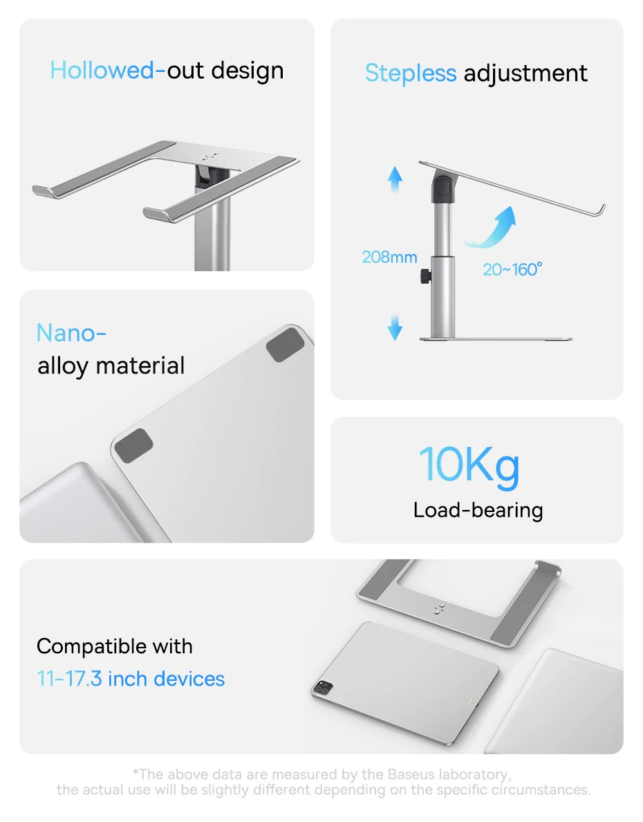 Podstawka Baseus do laptopa Macbook Air Pro, składana, aluminiowa, pionowa, skalowalna, regulowana