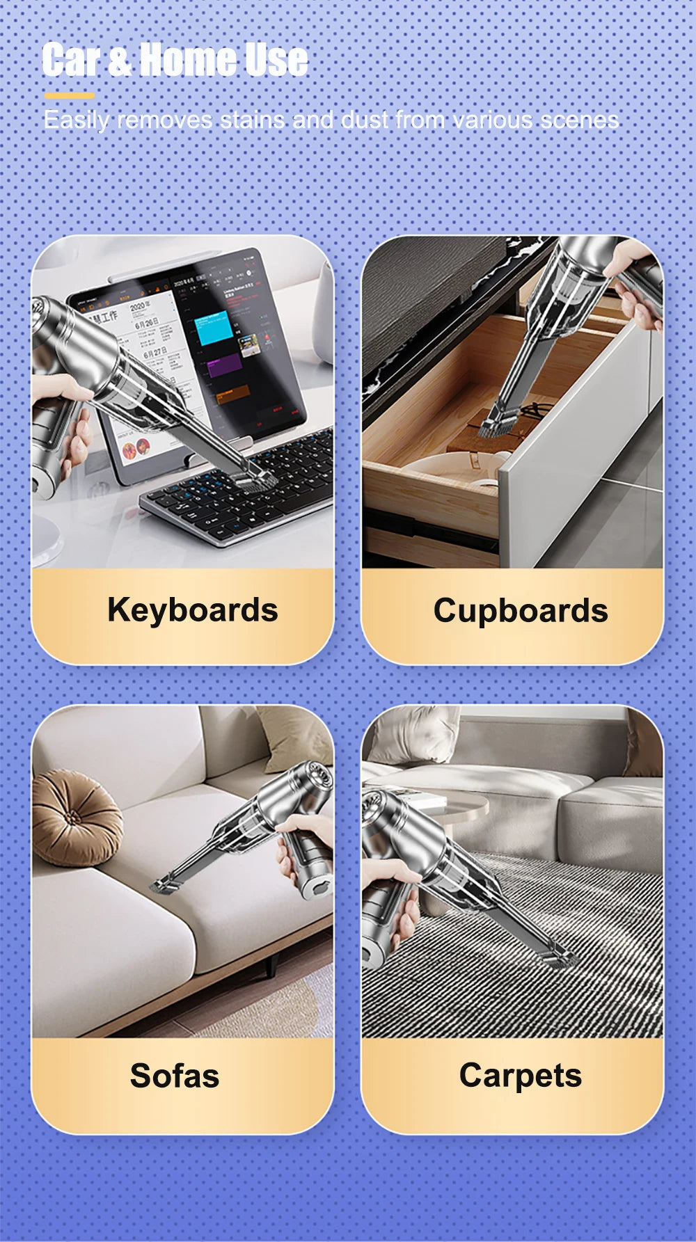 Odkurzacz samochodowy bezprzewodowy 95000PA