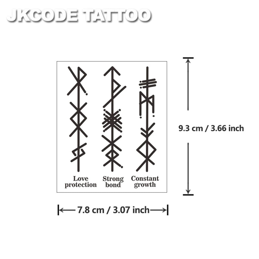 Ziołowy tatuaż tymczasowy runy nordyckie