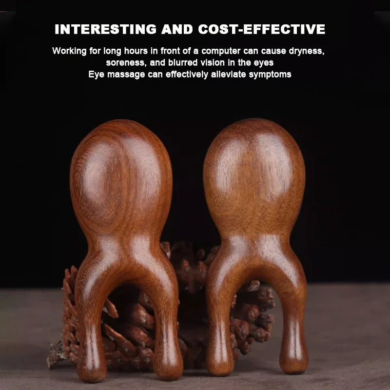 Masażer do oczu i twarzy z drewna sandałowego do masażu mostka nosowego, do skrobania nosa, oczyszczania meridianów i rozciągania