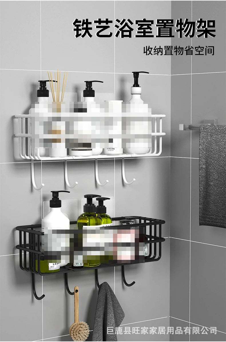 Półka łazienkowa bez wiercenia, montowana na ścianie, narożna, półka do przechowywania, materiał ze stali węglowej, koszyk na odpływ prysznica, organizer łazienkowy