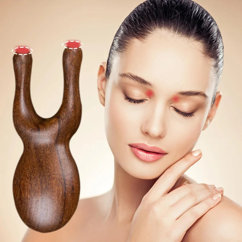 Masażer do oczu i twarzy z drewna sandałowego do masażu mostka nosowego, do skrobania nosa, oczyszczania meridianów i rozciągania