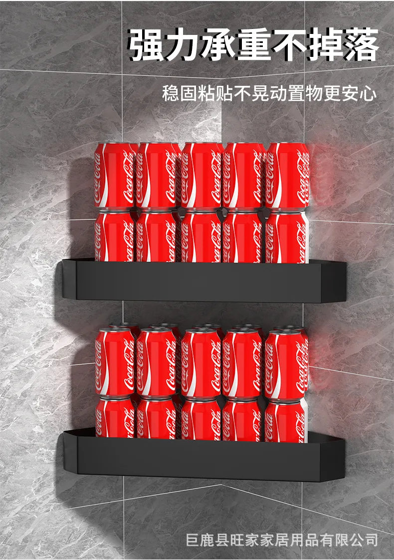 Półka łazienkowa bez wiercenia, montowana na ścianie, narożna, półka do przechowywania, materiał ze stali węglowej, koszyk na odpływ prysznica, organizer łazienkowy