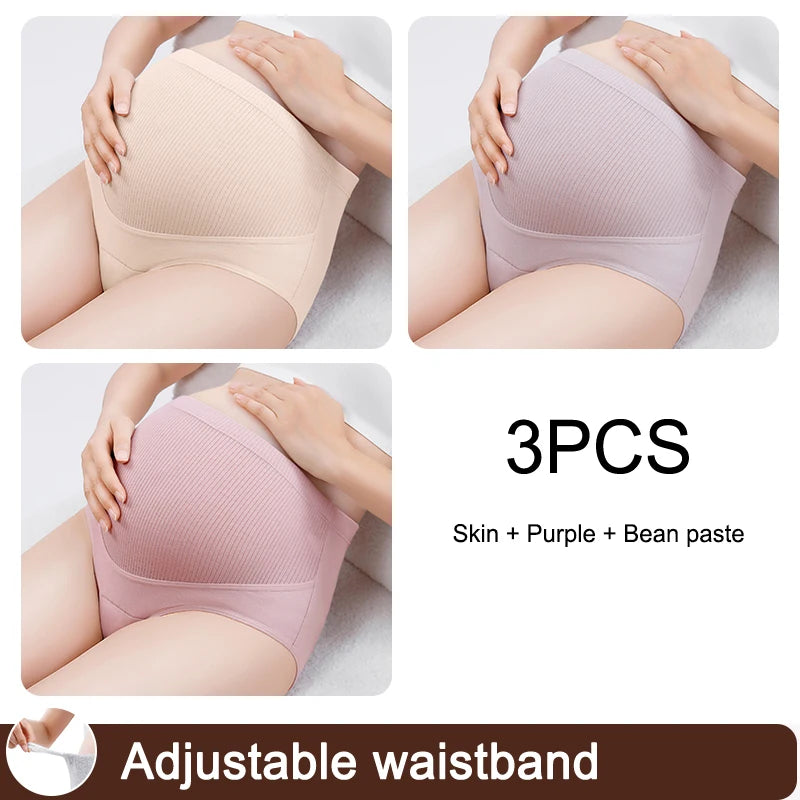 3 sztuki/zestaw bielizny damskiej z wysokim stanem i regulowanym paskiem, majtki ciążowe