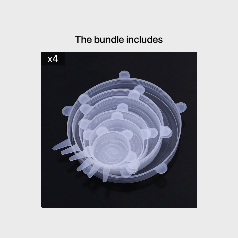 6 silikonowych, elastycznych pokrywek,