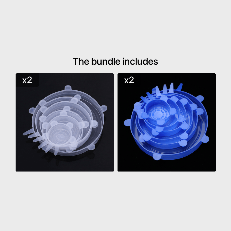 6 silikonowych, elastycznych pokrywek,