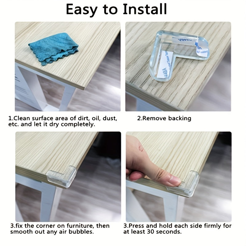 12 szt. – Bezpieczne, przezroczyste narożniki ochronne