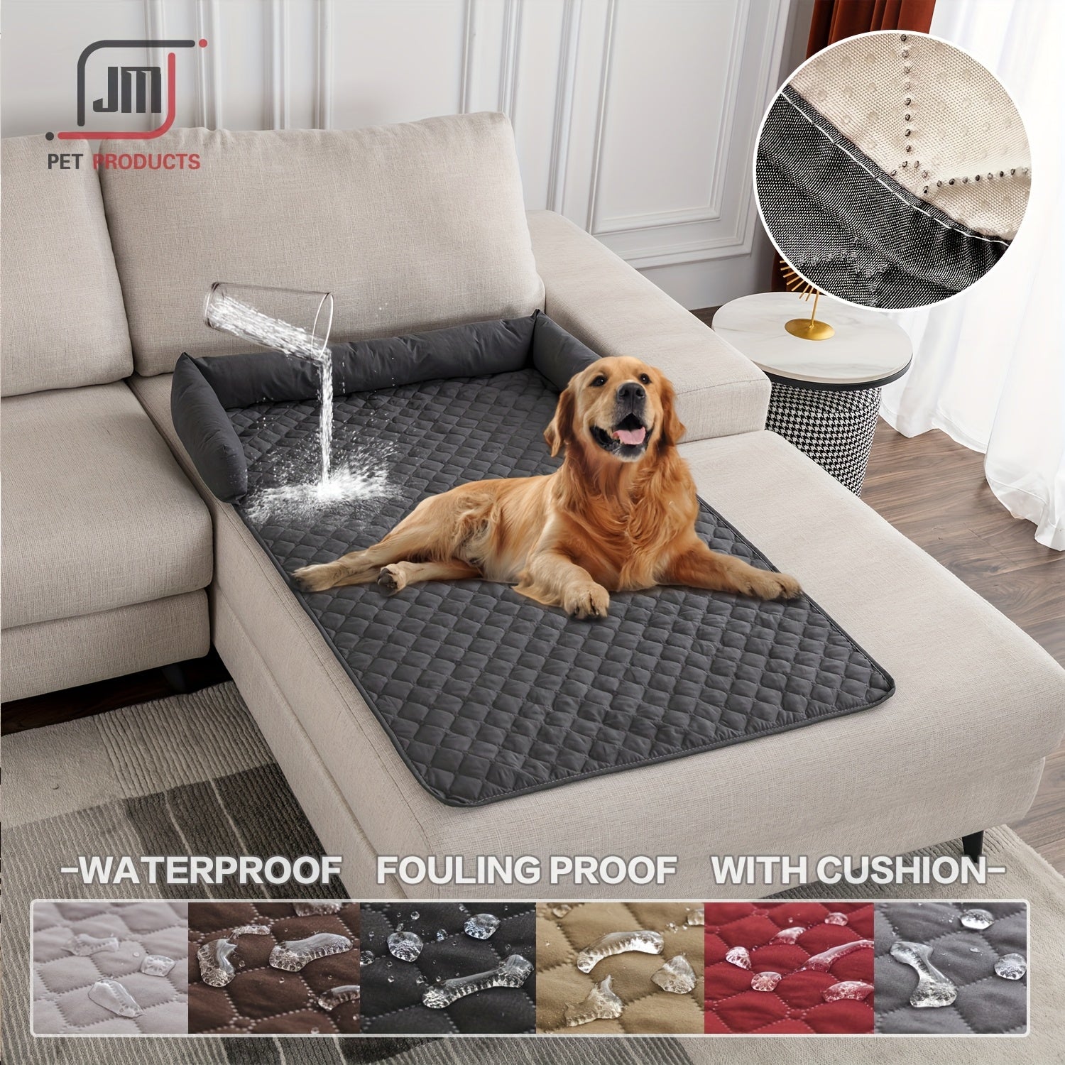 Szara, wodoodporna i antypoślizgowa mata dla zwierząt