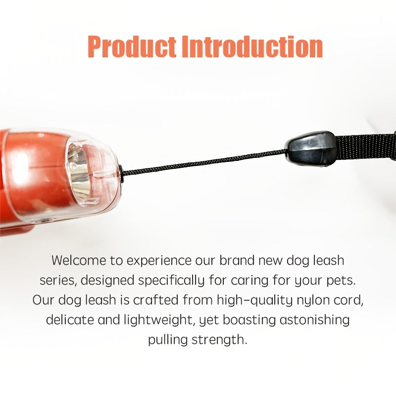 Zwijana smycz dla zwierząt z latarką, w zestawie worki na śmieci.